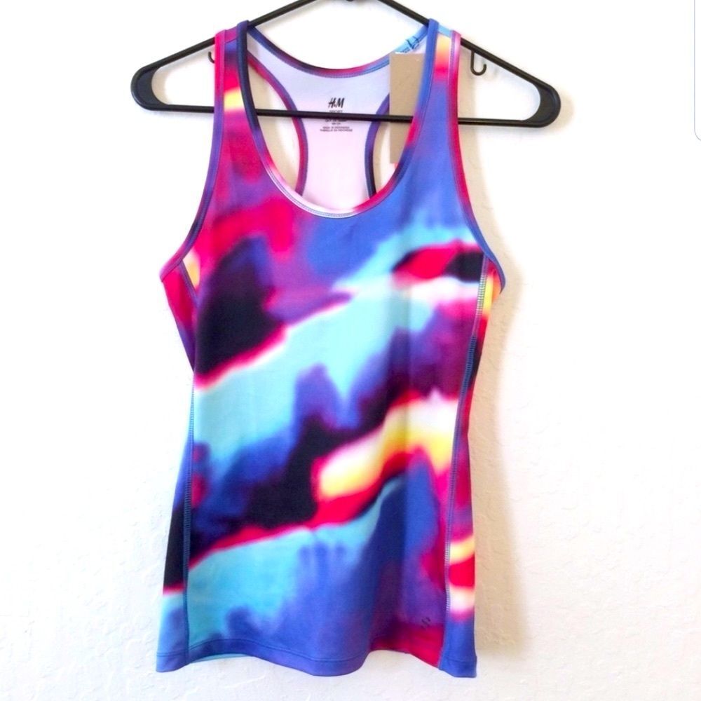 H&M multi-color workout tank top pink, blue, yellow, women’s size small